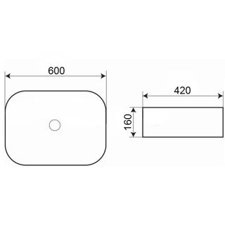 Раковина накладная Azario 60х16 фаянс, цвет Белый (AZ2195)